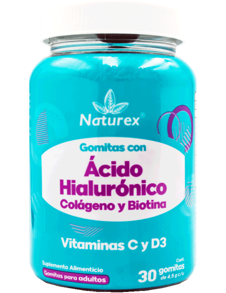 Ácido Hialurónico, Colágeno, Biotina Gomitas C/30 (Naturex)