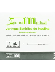 Jeringa Insulina 1mL 27X13mm C/100 Negra (Sensimedical)