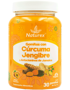 Cúrcuma, Jengibre y Antocianinas de Jamaica Gomitas C/30...