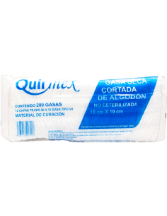 Gasa seca cortada 10cm x 10cm C/200 (Quirmex)
