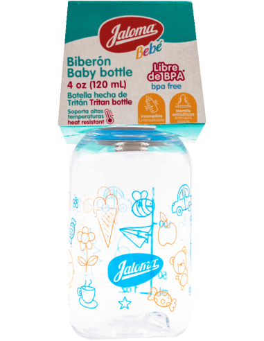 Biberón 4oz Figuras Azul (Jaloma)