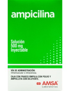 Ampicilina Sol. Iny 500 mg Amp. 2mL.