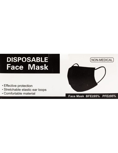 Cubrebocas Plisado Negro C/50 Economico