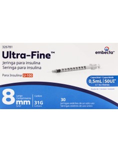 Jeringa Insulina 0.5mL 31Gx8mm C/30 (Embecta)
