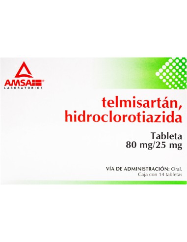 Telmisartán / Hidroclorotiazida 80 mg / 25 mg C/14 Tabs. (Amsa)