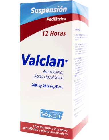 Valclan 12h Susp. Ped. 200 mg / 28.5 mg Frasco con 40 mL.
