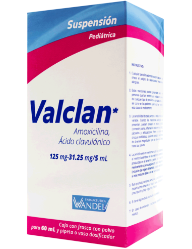 Valclan Susp. Ped. 125 mg / 31.25 mg Frasco con 60 mL.