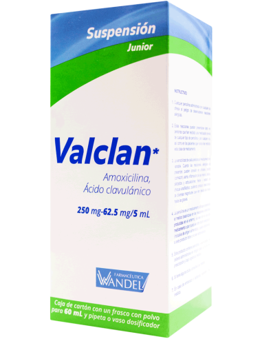 Valclan Susp. Junior 250 mg / 62.5 mg Frasco con 60 mL.