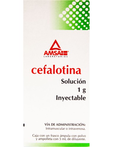 Cefalotina Sol. Inyectable Amp 1g Fco 5mL (Amsa)