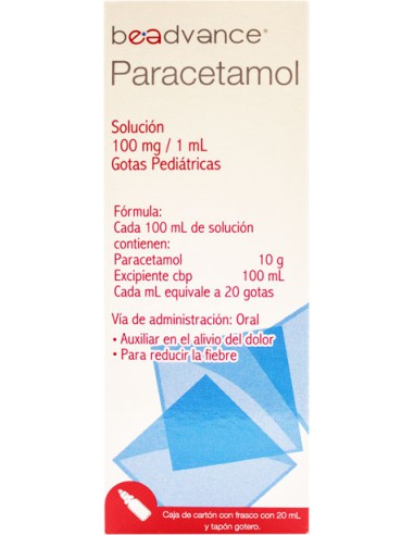 Paracetamol Sol. Gts. Ped. 100 mg. Fco 20 mL. (Beadvance)