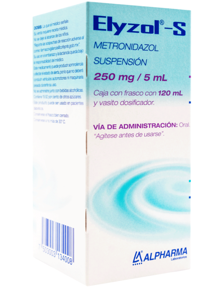 Elyzol-s Sups. 250mg / 5 mL. Frasco 120mL.