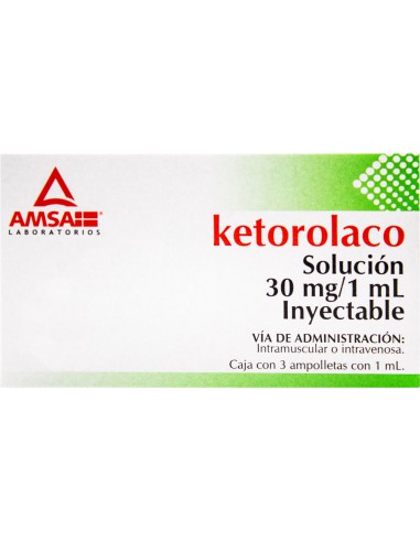 Ketorolaco Sol. Iny. 30 mg/ 1mL Amp. C/3 (Amsa)