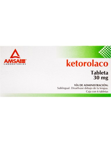 Ketorolaco Tabs. Sublingual 30mg C/6 (Amsa)