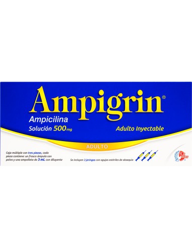 Ampigrim Sol. Inyectable Adulto 500mg C/3